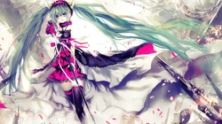 可爱的穿圣诞服的初音，飞在天空的初音未来壁纸图片