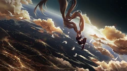可爱的穿圣诞服的初音，飞在天空的初音未来壁纸图片