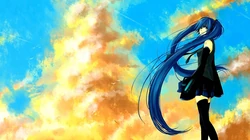可爱的穿圣诞服的初音，飞在天空的初音未来壁纸图片