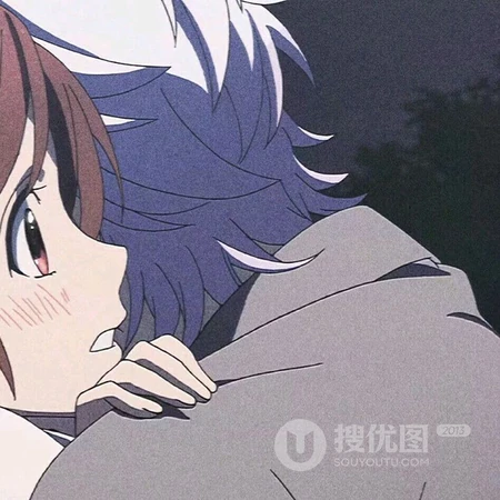 卡通可爱的男女生情侣一人一半头像