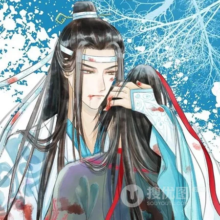 个性的古代男生形象油墨风格头像图片