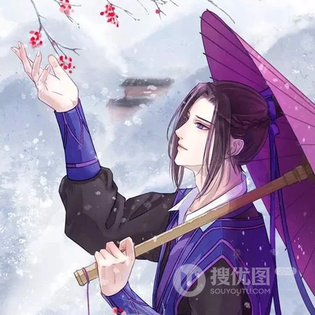个性的古代男生形象油墨风格头像图片