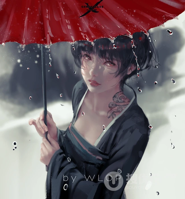 画师wlop女刺客，战士等动漫人物插画作品