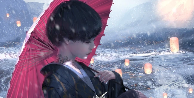 画师wlop女刺客，战士等动漫人物插画作品
