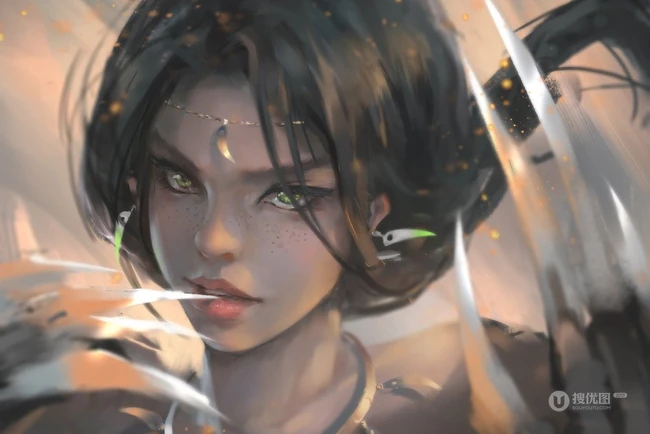 画师wlop女刺客，战士等动漫人物插画作品