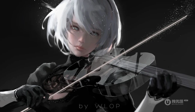 国内动漫画师WLOP唯美的黑裙公主插画作品鉴赏