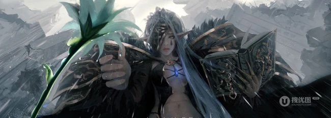 国内动漫画师WLOP唯美的黑裙公主插画作品鉴赏