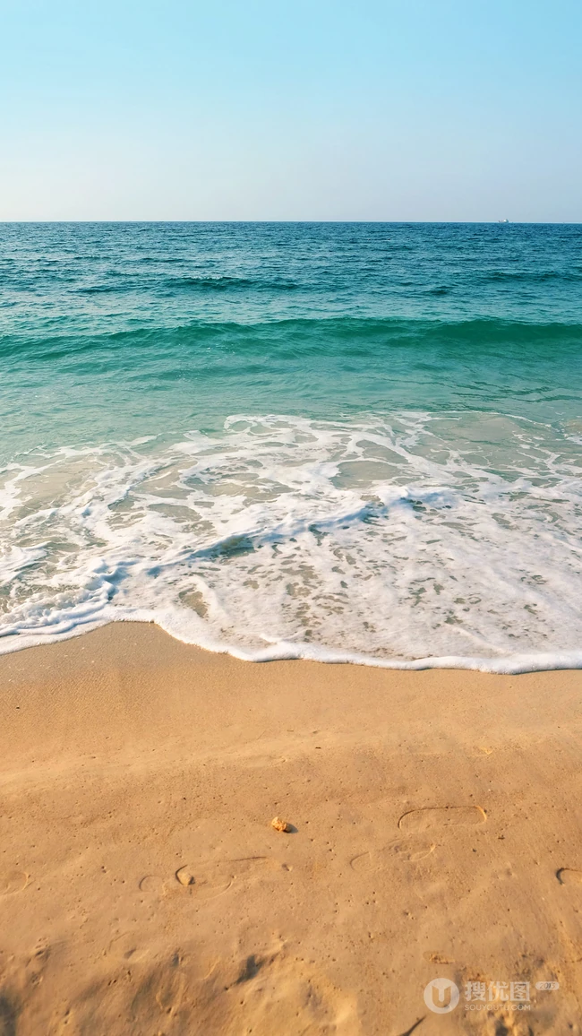 美丽的风景线沙滩，海滩高清手机壁纸