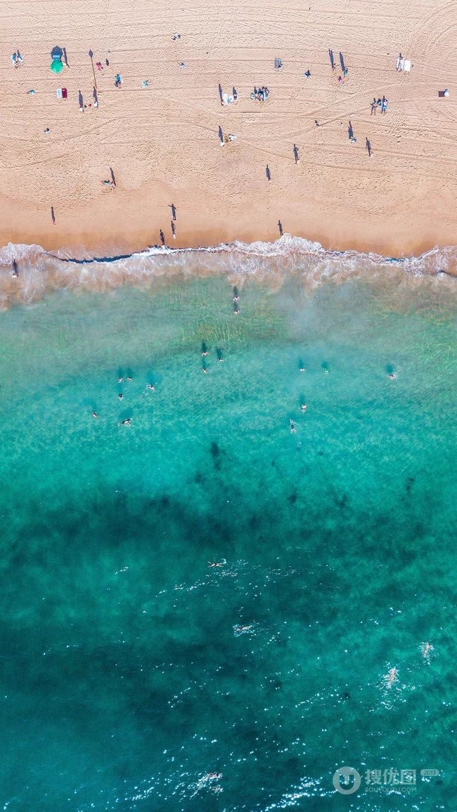 美丽的风景线沙滩，海滩高清手机壁纸