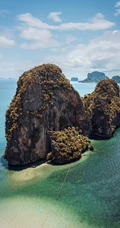 海上的礁石，溶洞风景手机背景图片