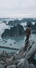 海上的礁石，溶洞风景手机背景图片