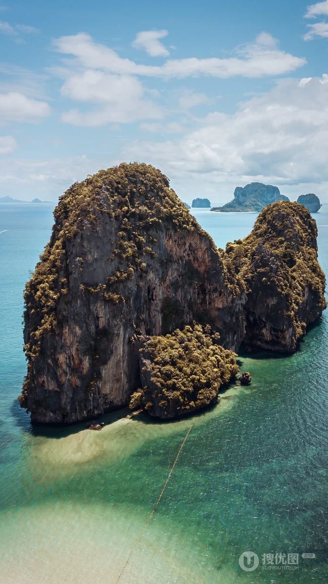 海上的礁石，溶洞风景手机背景图片