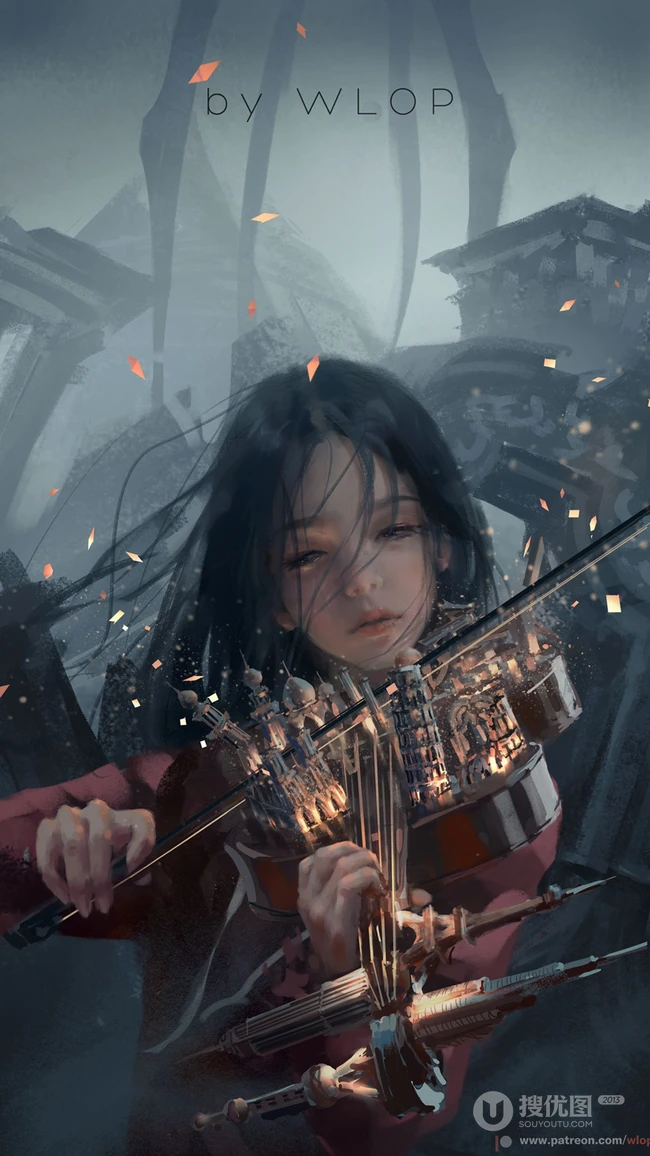 画师WLOP动漫美女插画作品高清手机壁纸下载