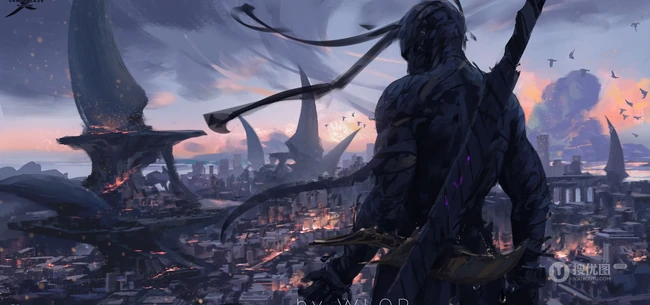 动漫插画师WLOP展现的宏伟场景插画作品