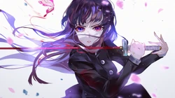 漫画《鬼灭之刃》女主角-虫柱&middot;蝴蝶忍紫色调壁纸图片