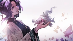 漫画《鬼灭之刃》女主角-虫柱&middot;蝴蝶忍紫色调壁纸图片