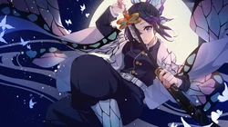 漫画《鬼灭之刃》女主角-虫柱&middot;蝴蝶忍紫色调壁纸图片