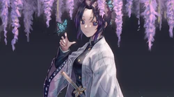 漫画《鬼灭之刃》女主角-虫柱&middot;蝴蝶忍紫色调壁纸图片