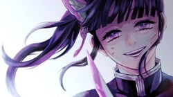 漫画《鬼灭之刃》女主角-虫柱&middot;蝴蝶忍紫色调壁纸图片