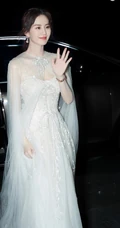 刘诗诗白衣长裙现身竹林仙气动人优雅写真图片