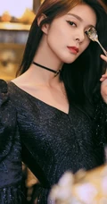 傅菁酷美时尚动人黑色连衣裙高清写真图片