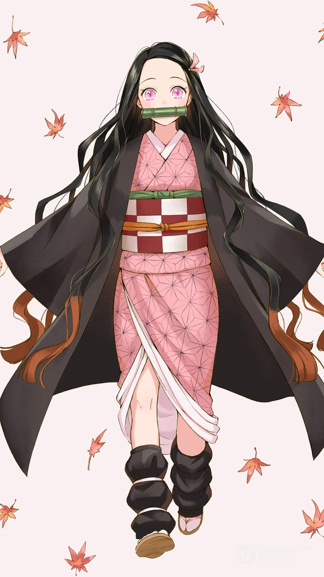 日本动漫《鬼灭之刃》主角&ldquo;灶门祢豆子&rdquo;手机壁纸