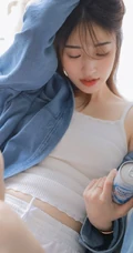 沙发上的背心短裤线条感少女室内写真，期待的惊喜