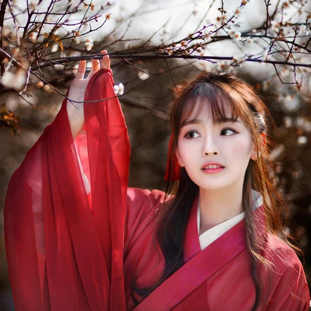 唯美雪景下的古风女生，穿汉服的女生图片