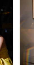 女明星朱珠黄色礼裙长裙礼服出席活动气质图片