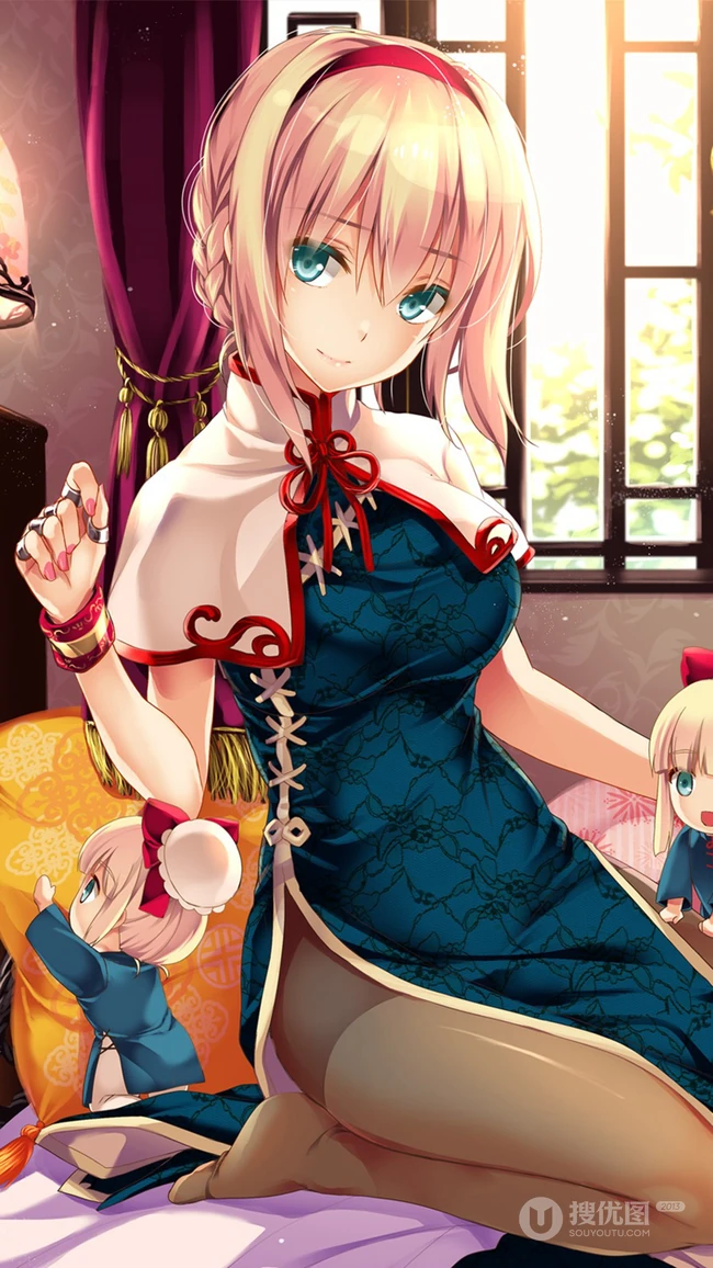 日漫风格的大眼汉服动漫少女