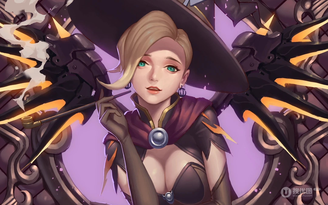 万圣节的动漫暗黑魔法女巫壁纸图片