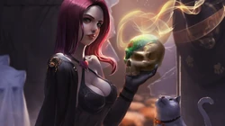 万圣节风格的魔法动漫女孩插画壁纸下载