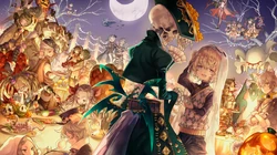 万圣节风格的魔法动漫女孩插画壁纸下载