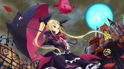 万圣节风格的魔法动漫女孩插画壁纸下载