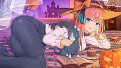 万圣节风格的魔法动漫女孩插画壁纸下载