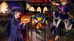 万圣节风格的魔法动漫女孩插画壁纸下载