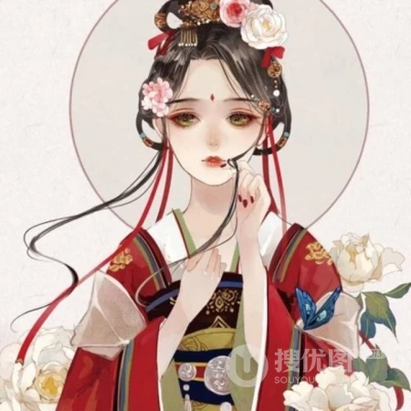 朱砂红妆待君迎，吾心已许君一人，唯美的古代红妆新娘头像