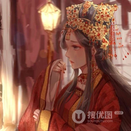 朱砂红妆待君迎，吾心已许君一人，唯美的古代红妆新娘头像