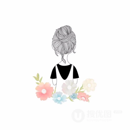 闺蜜系列头像_手绘线条的女生背影头像图片