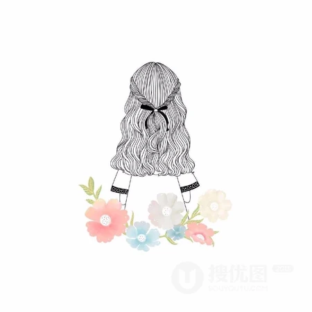 闺蜜系列头像_手绘线条的女生背影头像图片