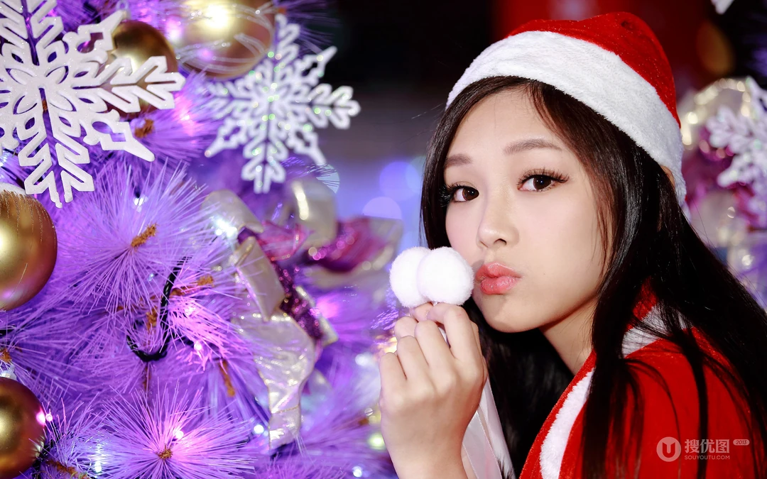 圣诞节专属壁纸，圣诞服装扮的美女们