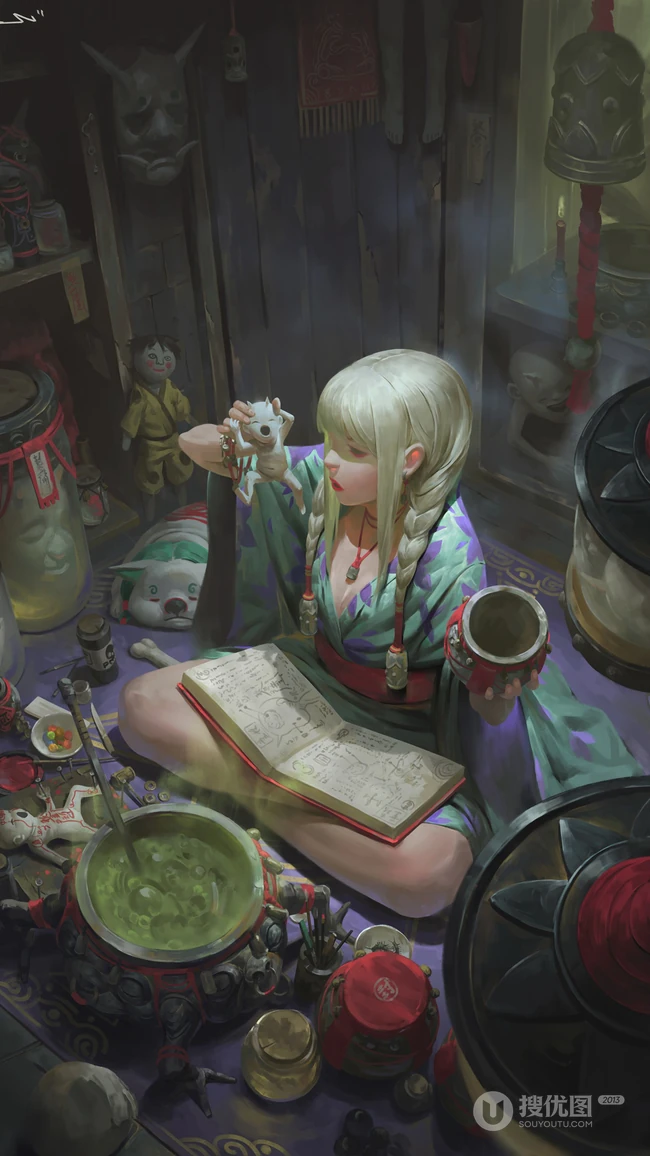 奇特幻想，富有艺术气息的动漫插画作品手机壁纸