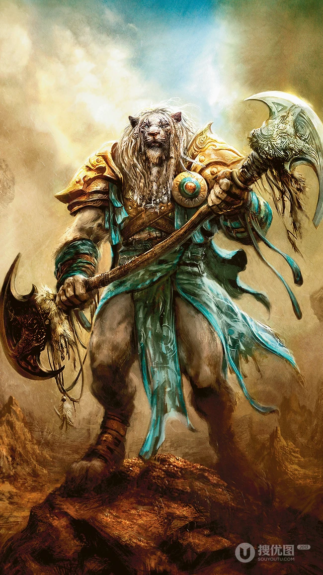 刺客，战士，兽人等奇幻动漫插画手机壁纸