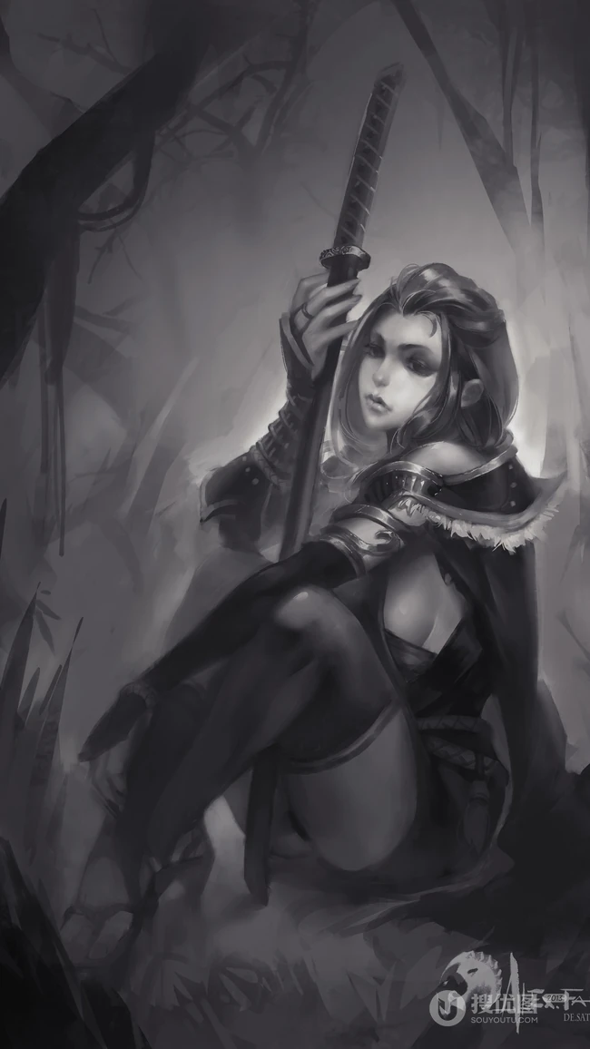 创意欧洲古代女战士，剑士等插画壁纸