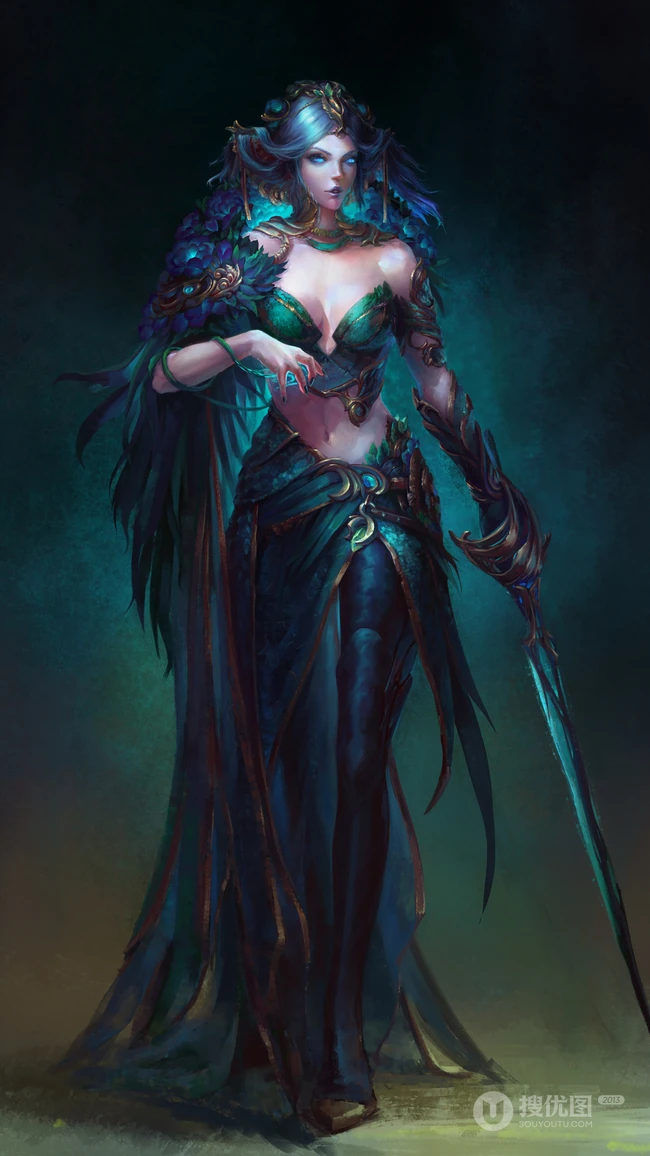 创意欧洲古代女战士，剑士等插画壁纸