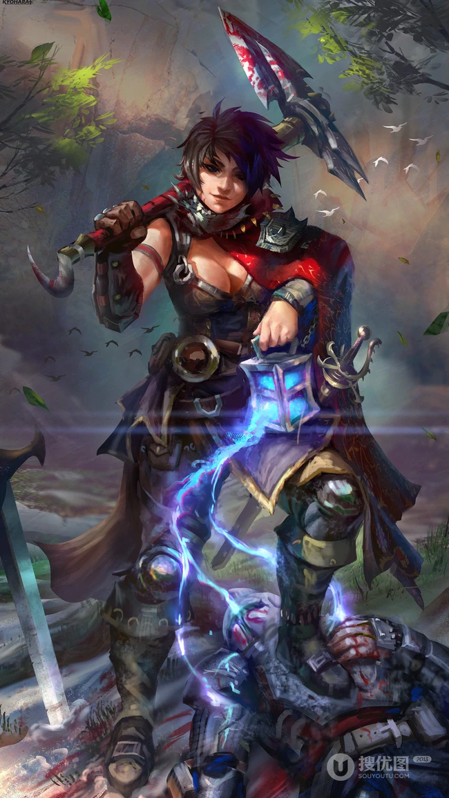创意欧洲古代女战士，剑士等插画壁纸