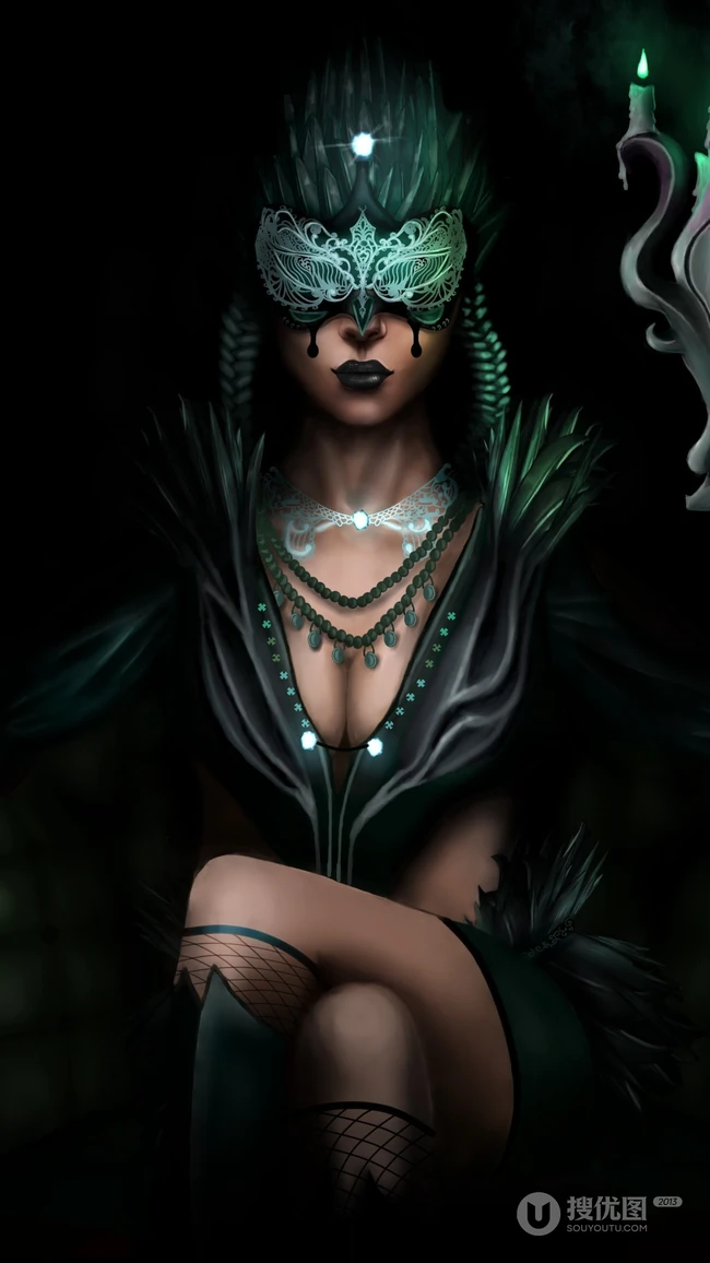 幻想派画风的动漫人物，怪兽等插画类手机壁纸六