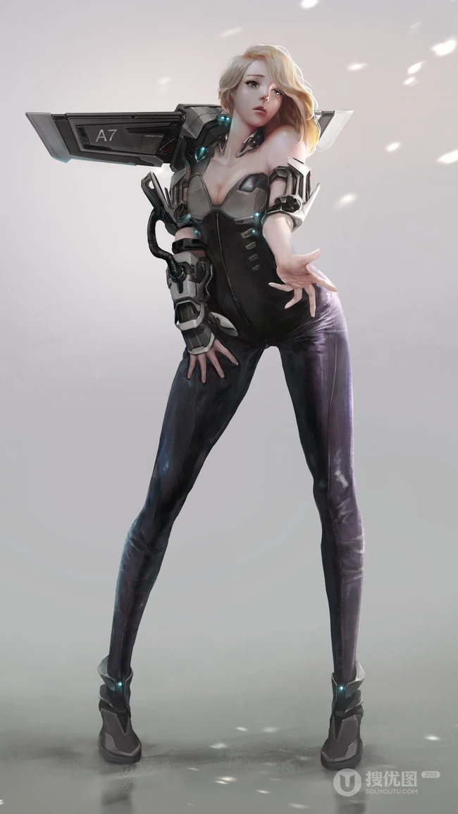 充满科技感的唯美动漫机甲美女，美女战士2K屏手机壁纸