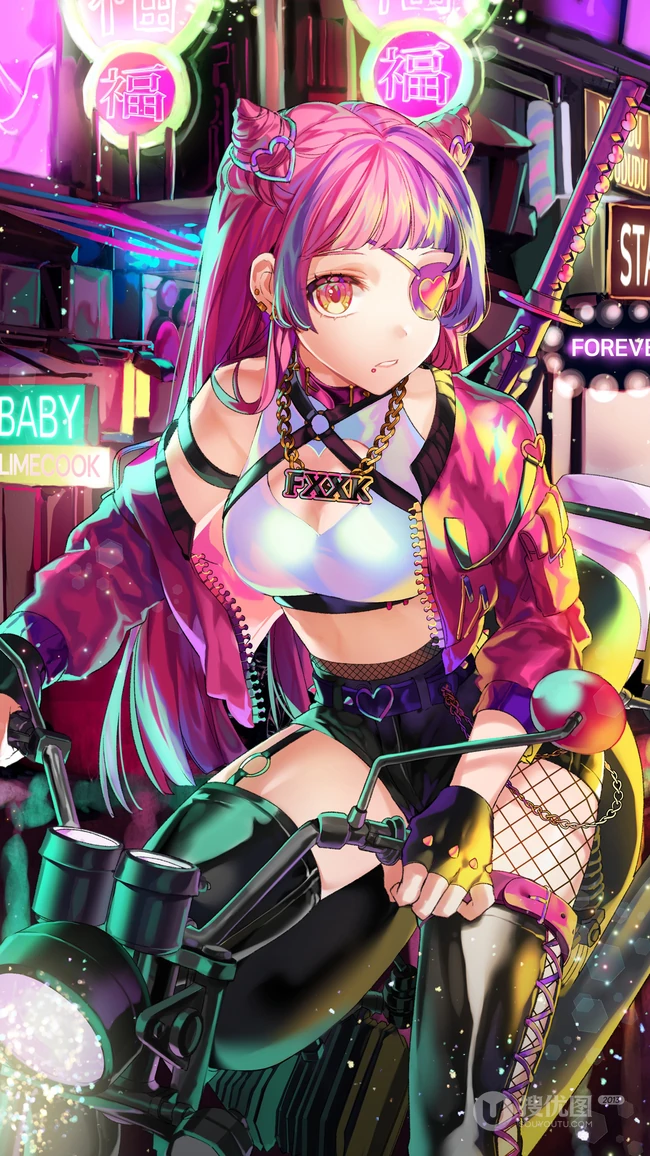充满科技感的唯美动漫机甲美女，美女战士2K屏手机壁纸