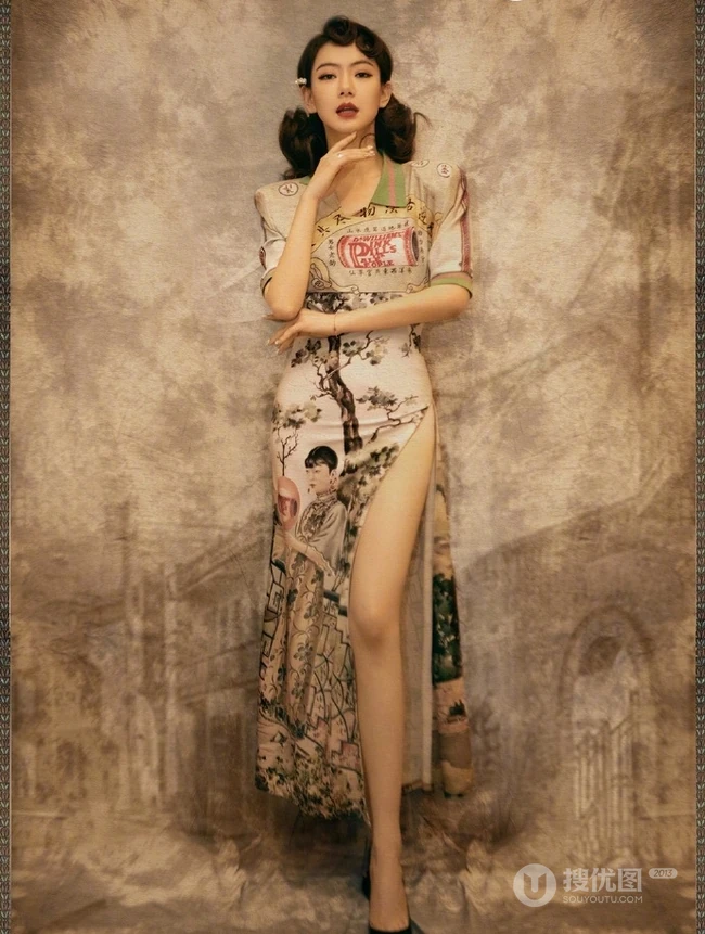 戚薇超美复古中国风旗袍写真图片